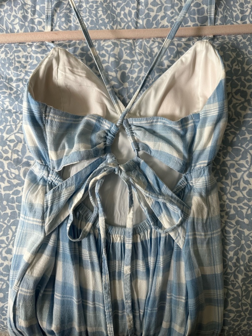 Hollister Blue Plaid Tie-Back Maxi Dress - Picture 4 of 5